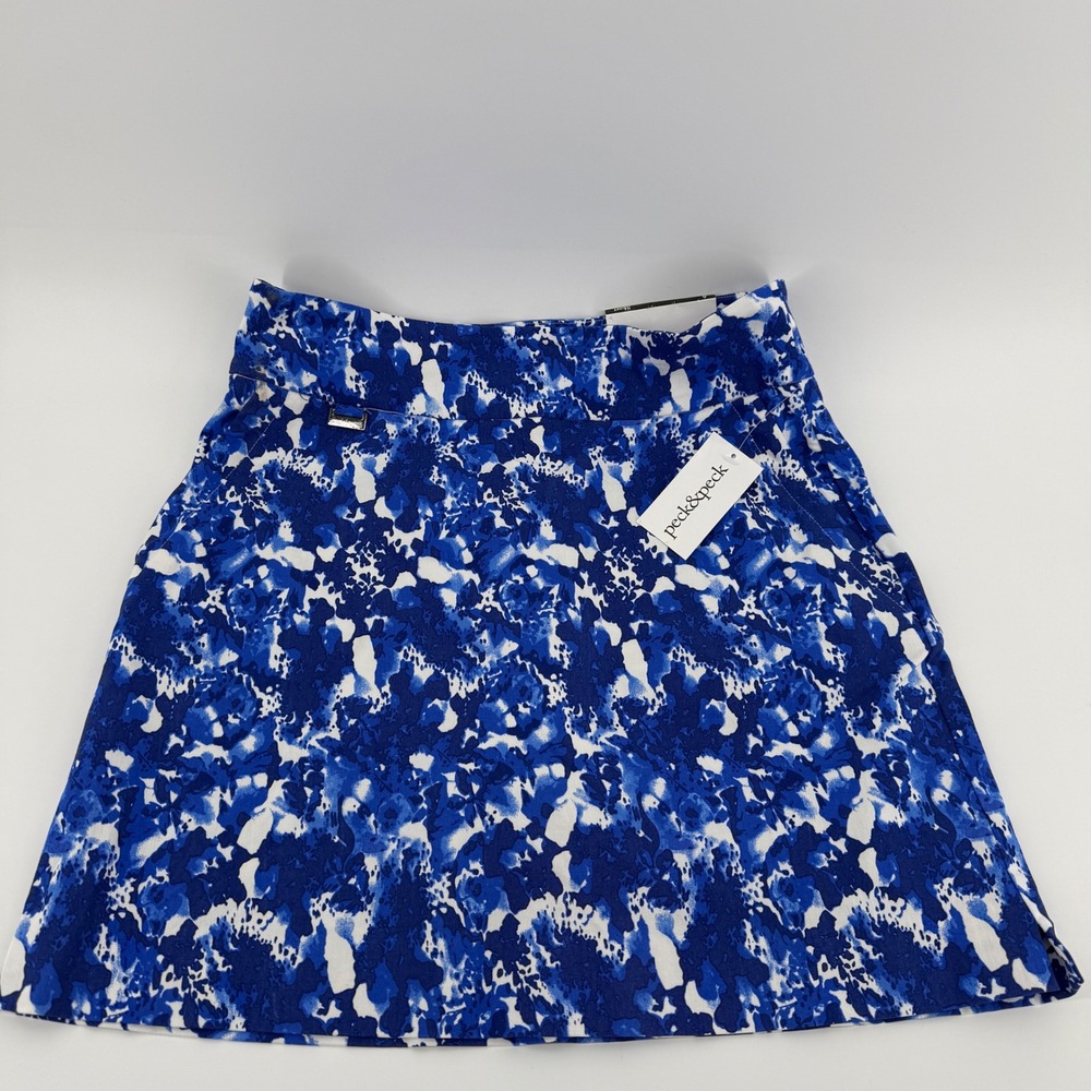 Peck & Peck Womens Blue White Graphic Reef Print Golf Skort Size 6 NWT 70491IST - Picture 1 of 9
